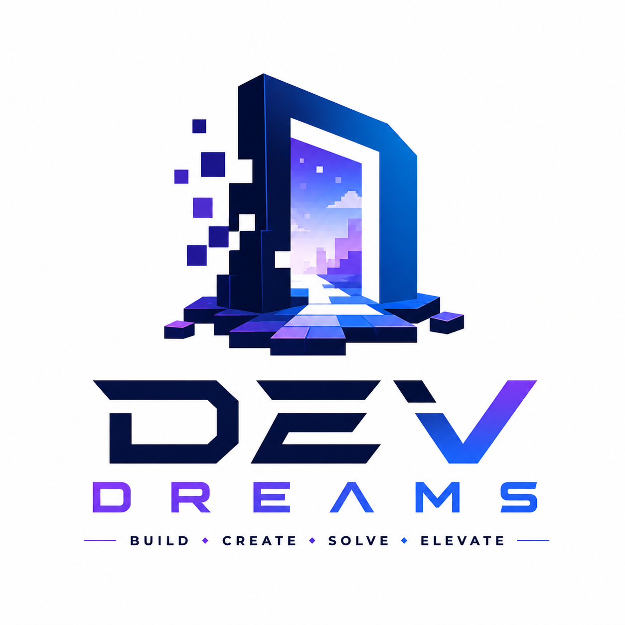 Dev Dreams logo — an 8-bit portal